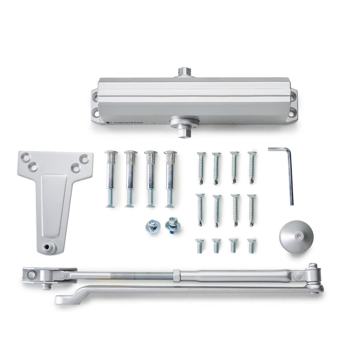 FS-7600 Heavy Duty Commercial Door Closer - Silver — What’s included