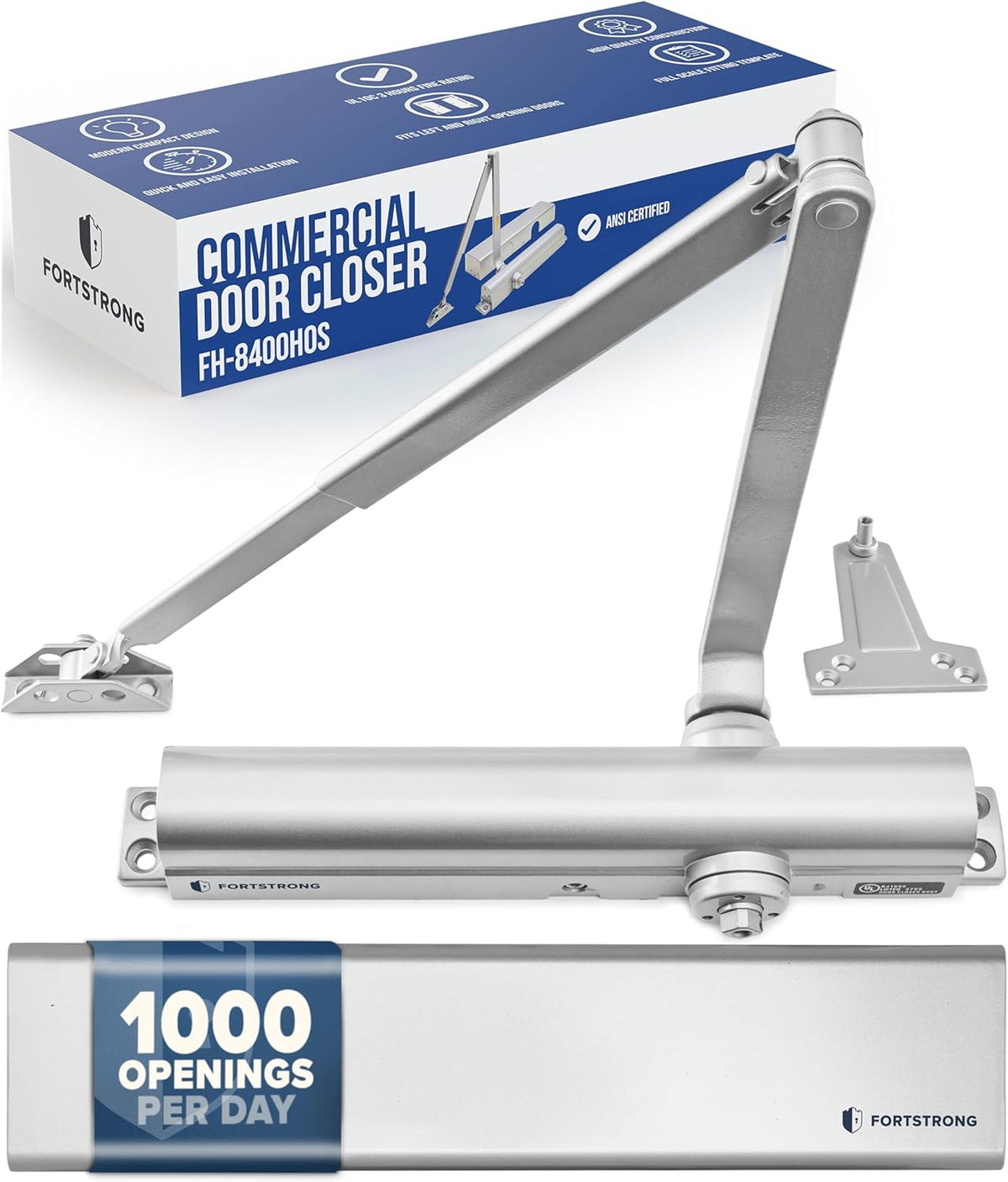 FH-8400HOS Heavy Duty Commercial Door Closer With Hold Open Function - Silver