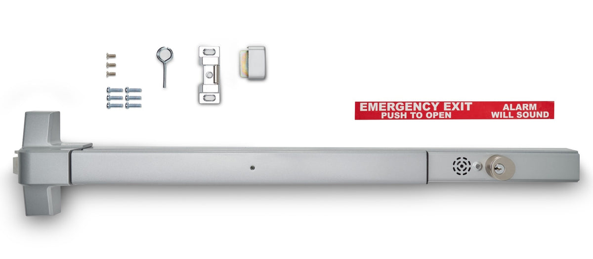 FH-1550A Commercial Panic Bar Exit Device with Alarm - Silver — What’s included