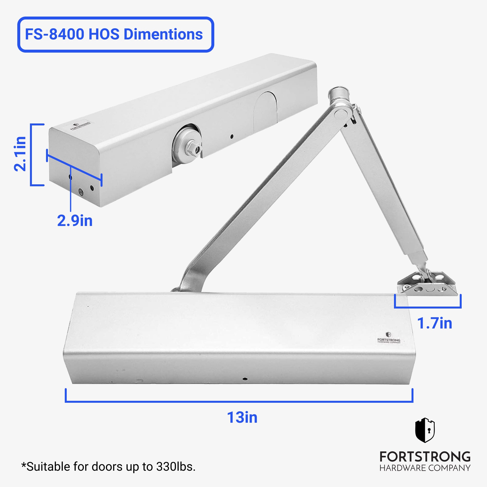 Fortstrong FS-8400 HOS Commercial Door Closer Silver Finish