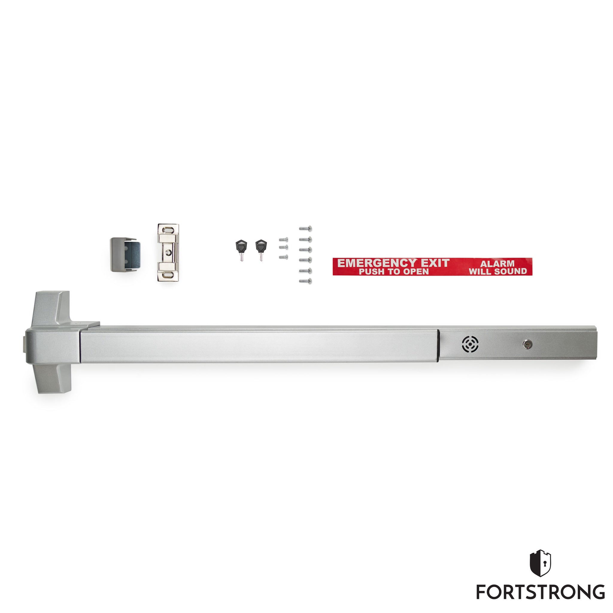 Alarmed Panic Bar Exit Device - FH 850A - Loud Warning Strike Bar with Warning Stickers - UL Listed - Easy Installation